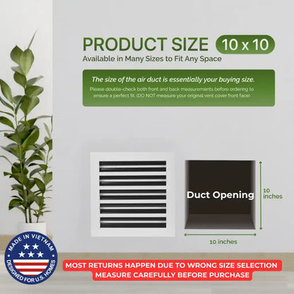 10x10 White Premium Aluminum Linear Slot Diffuser – Modern Design (Duct Opening)