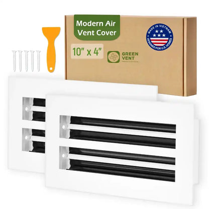 Pack 2 - 10x4 White Premium Aluminum Linear Slot Diffuser – Modern Design (Duct Opening)