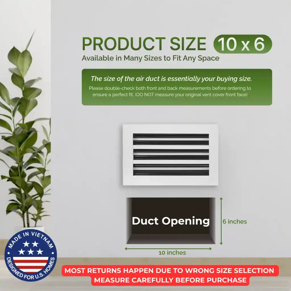 10x6 White Premium Aluminum Linear Slot Diffuser – Modern Design (Duct Opening)