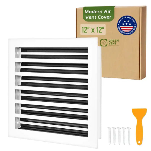 12x12 White Premium Aluminum Linear Slot Diffuser – Modern Design (Duct Opening)