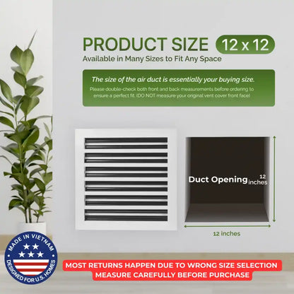 12x12 White Premium Aluminum Linear Slot Diffuser – Modern Design (Duct Opening)