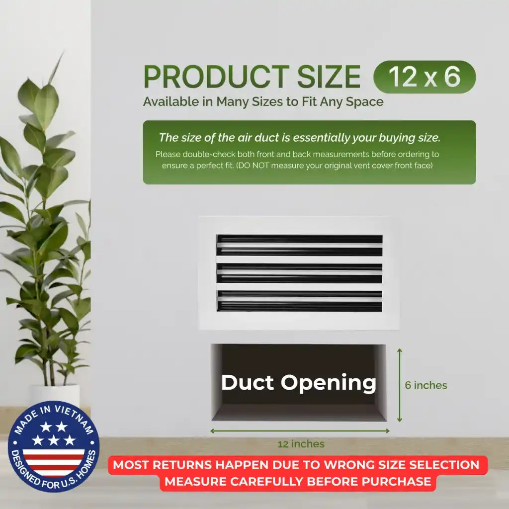 12x6 White Premium Aluminum Linear Slot Diffuser – Modern Design (Duct Opening)