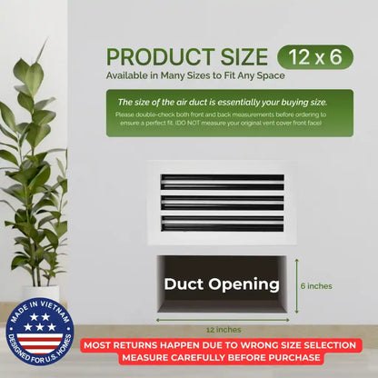 12x6 White Premium Aluminum Linear Slot Diffuser – Modern Design (Duct Opening)