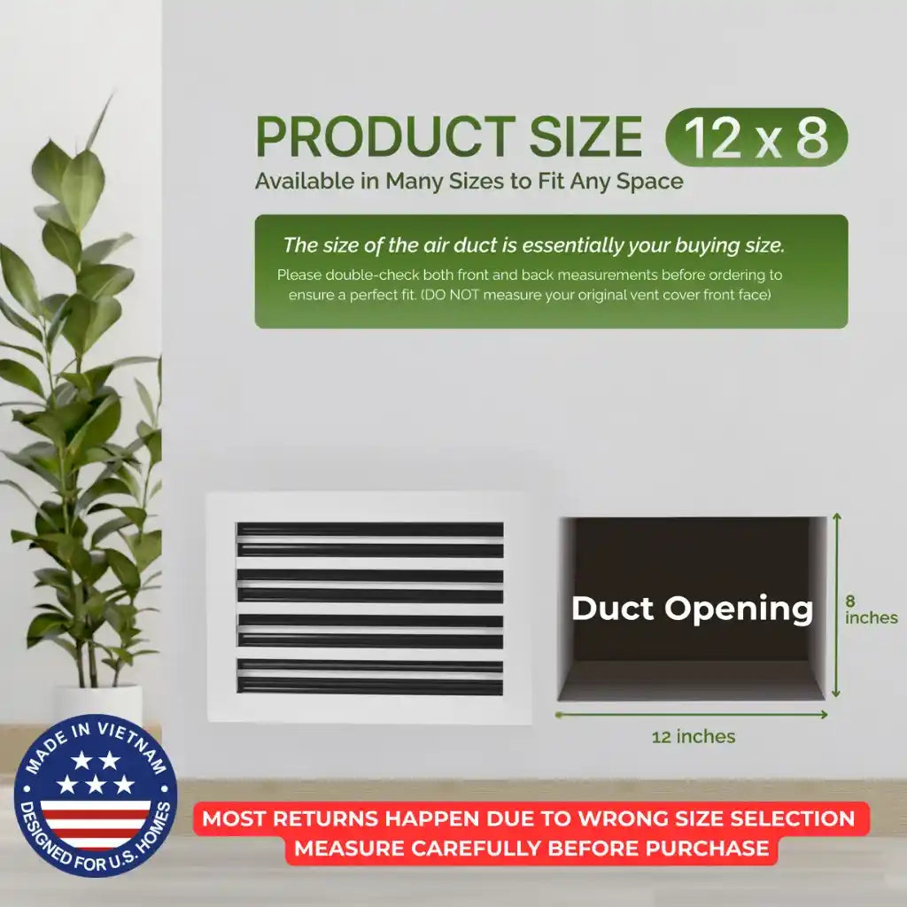 12x8 White Premium Aluminum Linear Slot Diffuser – Modern Design (Duct Opening)