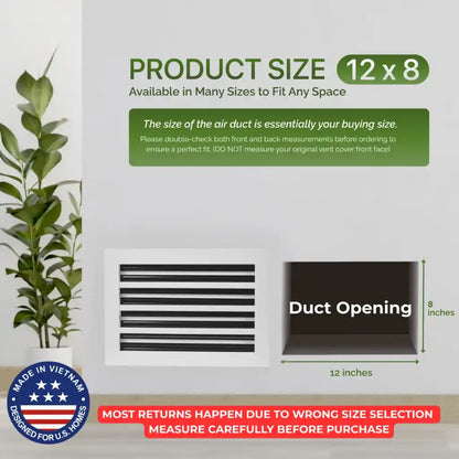 12x8 White Premium Aluminum Linear Slot Diffuser – Modern Design (Duct Opening)