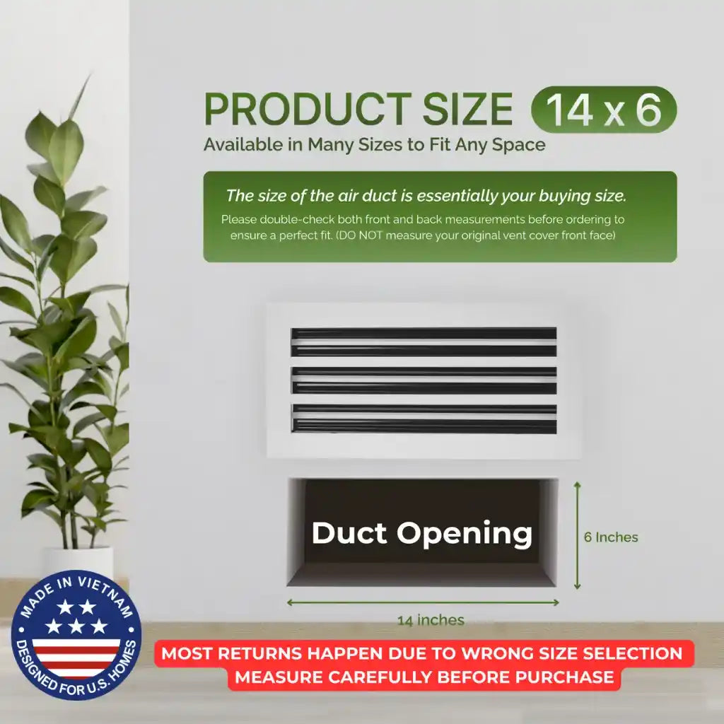 14x6 White Premium Aluminum Linear Slot Diffuser – Modern Design (Duct Opening)