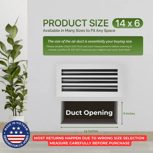 14x6 White Premium Aluminum Linear Slot Diffuser – Modern Design (Duct Opening)