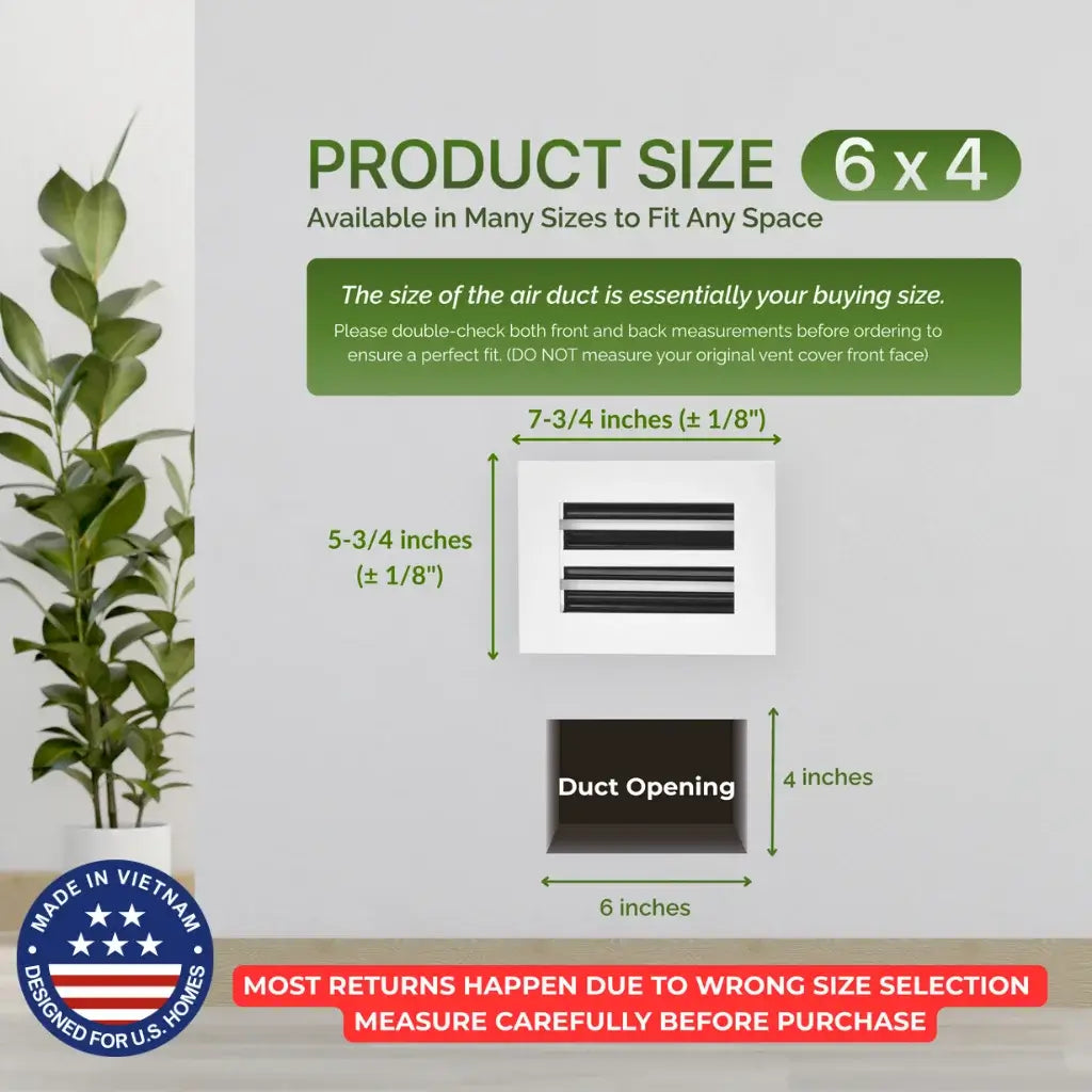 6x4 White Premium Aluminum Linear Slot Diffuser – Modern Design (Duct Opening)