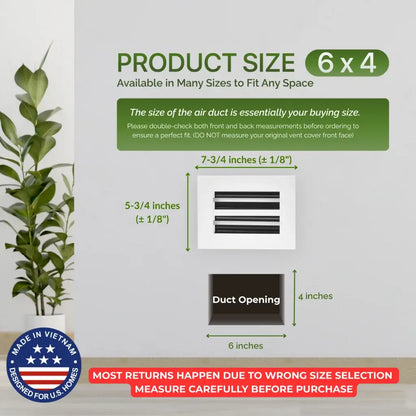 6x4 White Premium Aluminum Linear Slot Diffuser – Modern Design (Duct Opening)