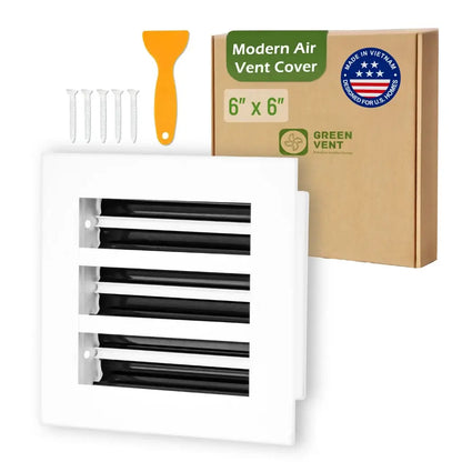 6x6 White Premium Aluminum Linear Slot Diffuser – Modern Design (Duct Opening)