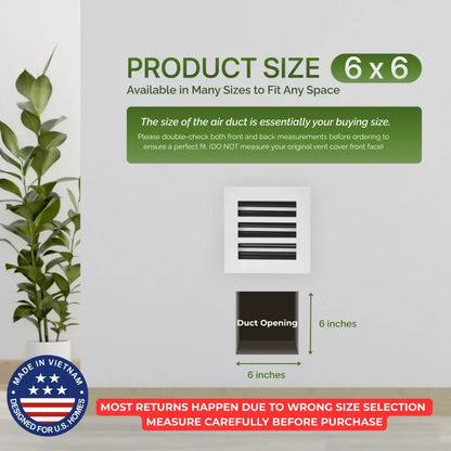 6x6 White Premium Aluminum Linear Slot Diffuser – Modern Design (Duct Opening)