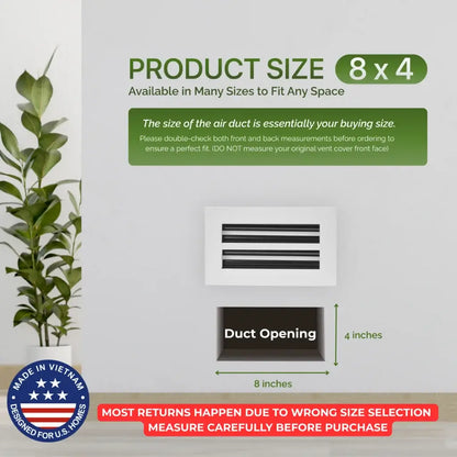 8x4 White Premium Aluminum Linear Slot Diffuser – Modern Design (Duct Opening)