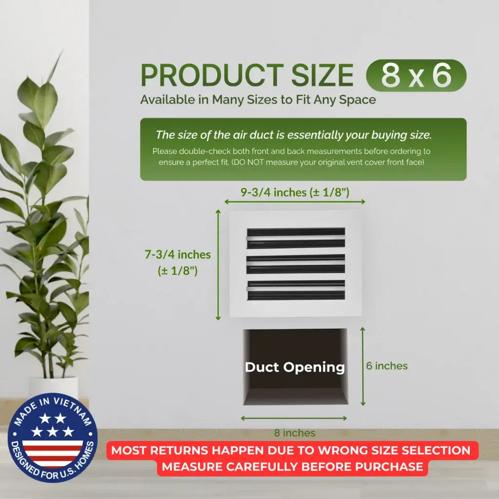 8x6 White Premium Aluminum Linear Slot Diffuser – Modern Design (Duct Opening)