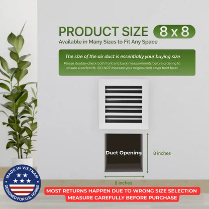 8x8 White Premium Aluminum Linear Slot Diffuser – Modern Design (Duct Opening)