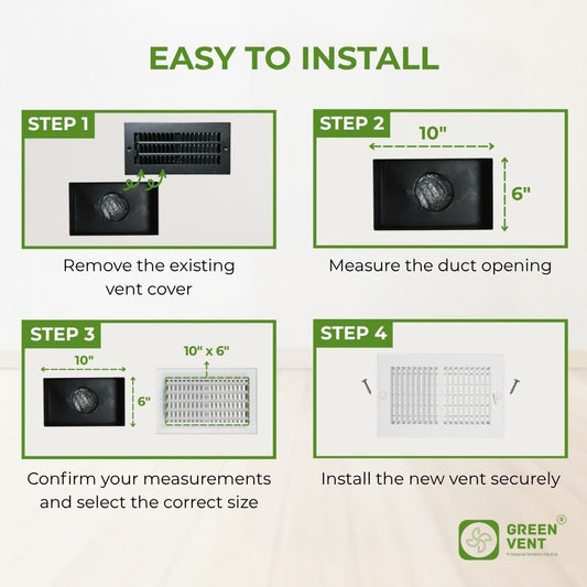 10x6 White Steel 2-Way Air Register (Duct Opening)