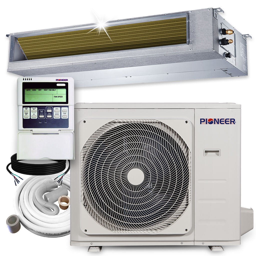 Pioneer® Quantum Ultra™ 36,000 BTU 18.7 SEER2 230V Slim-Duct Ceiling Concealed Mini-Split Air Conditioner Inverter Heat Pump Full Set