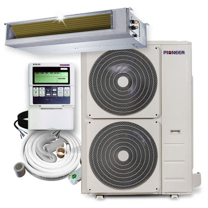 Pioneer® Quantum Ultra™ 48,000 BTU 17 SEER2 230V Slim-Duct Ceiling Concealed Mini-Split Air Conditioner Inverter Heat Pump Full Set