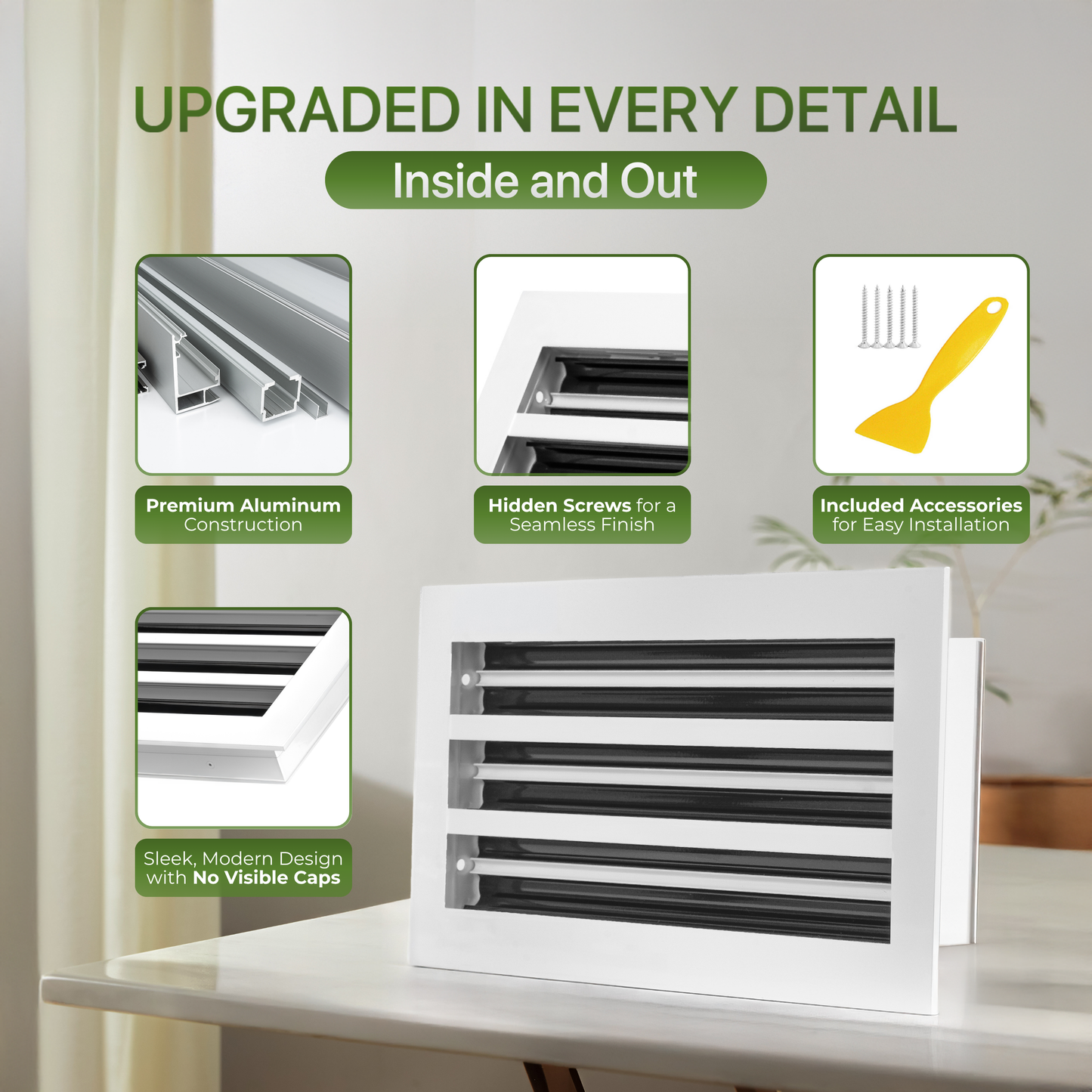 8x4 Black Premium Aluminum Linear Slot Diffuser – Modern Design (Duct Opening)