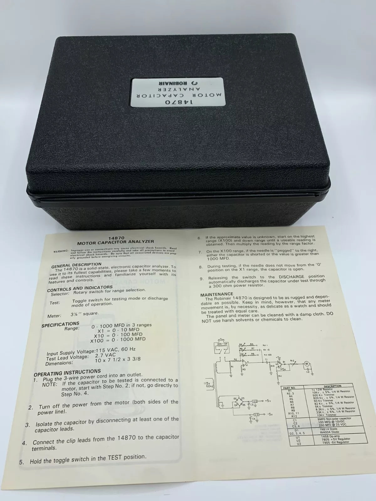 Robinair 14870 Vintage Motor Capacitor Analyzer