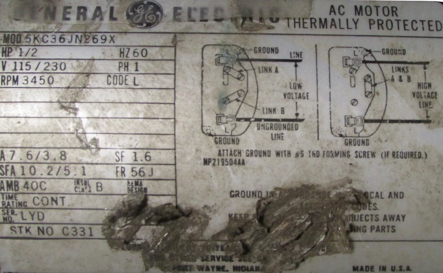 Paco / General Electric 75501100061-1291 5KC36JN269X Pump