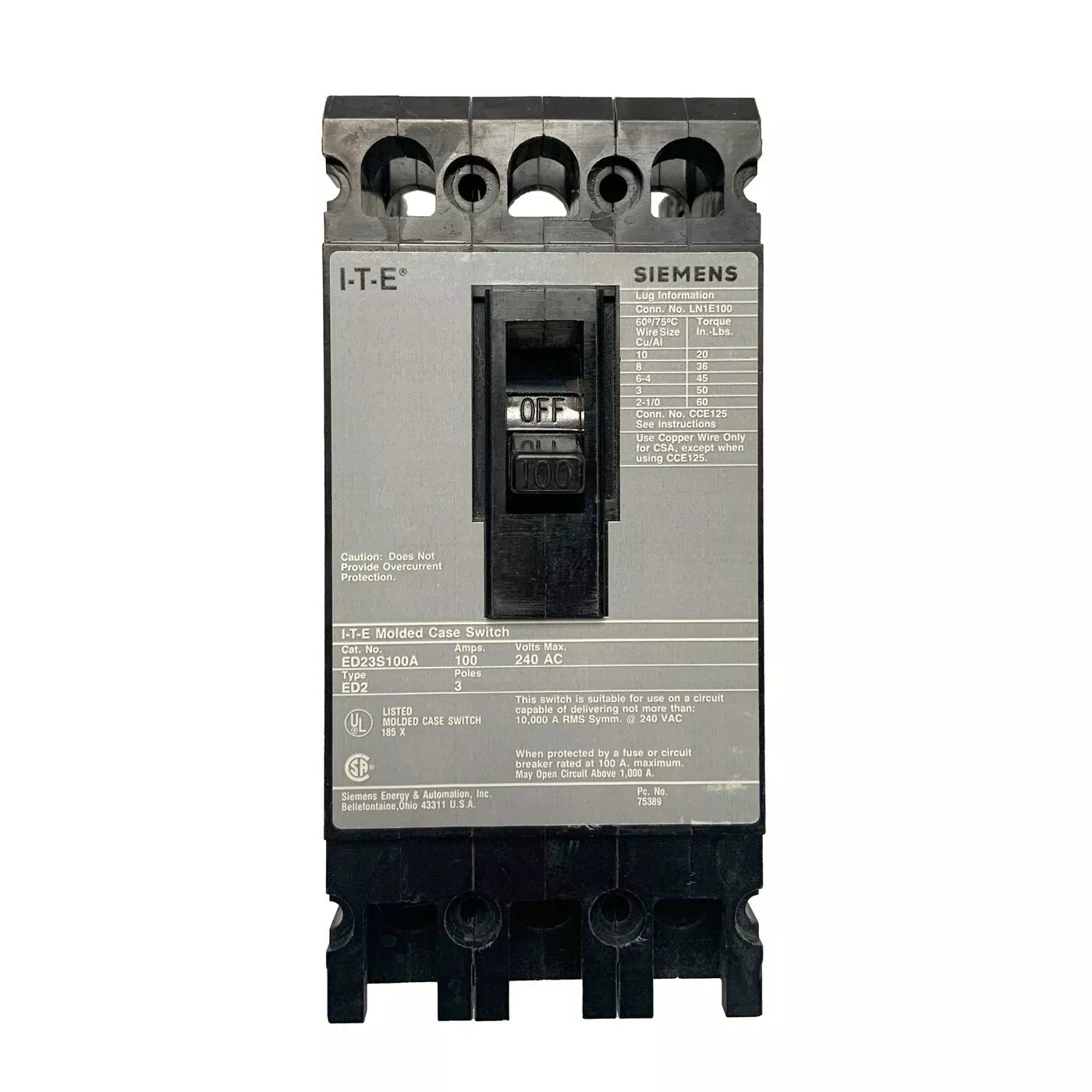 Siemens ED23S100A Circuit Breaker 