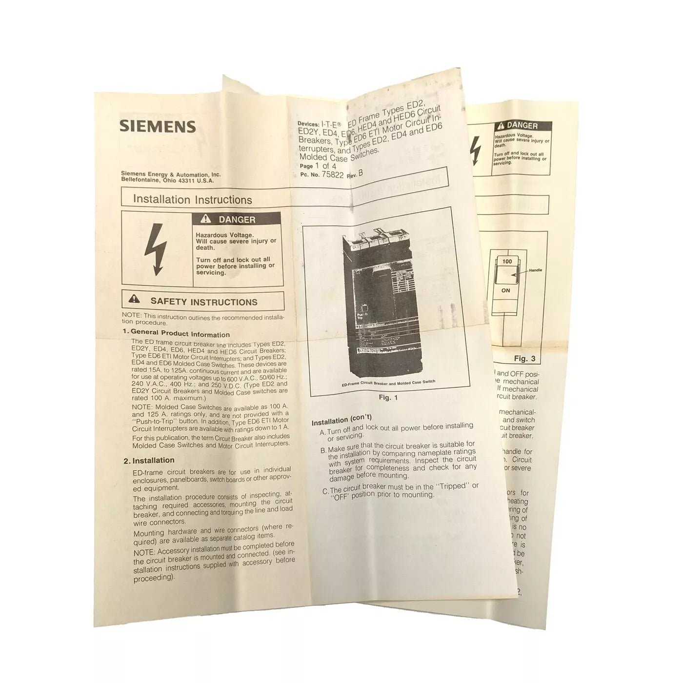 Siemens ED23S100A Circuit Breaker 