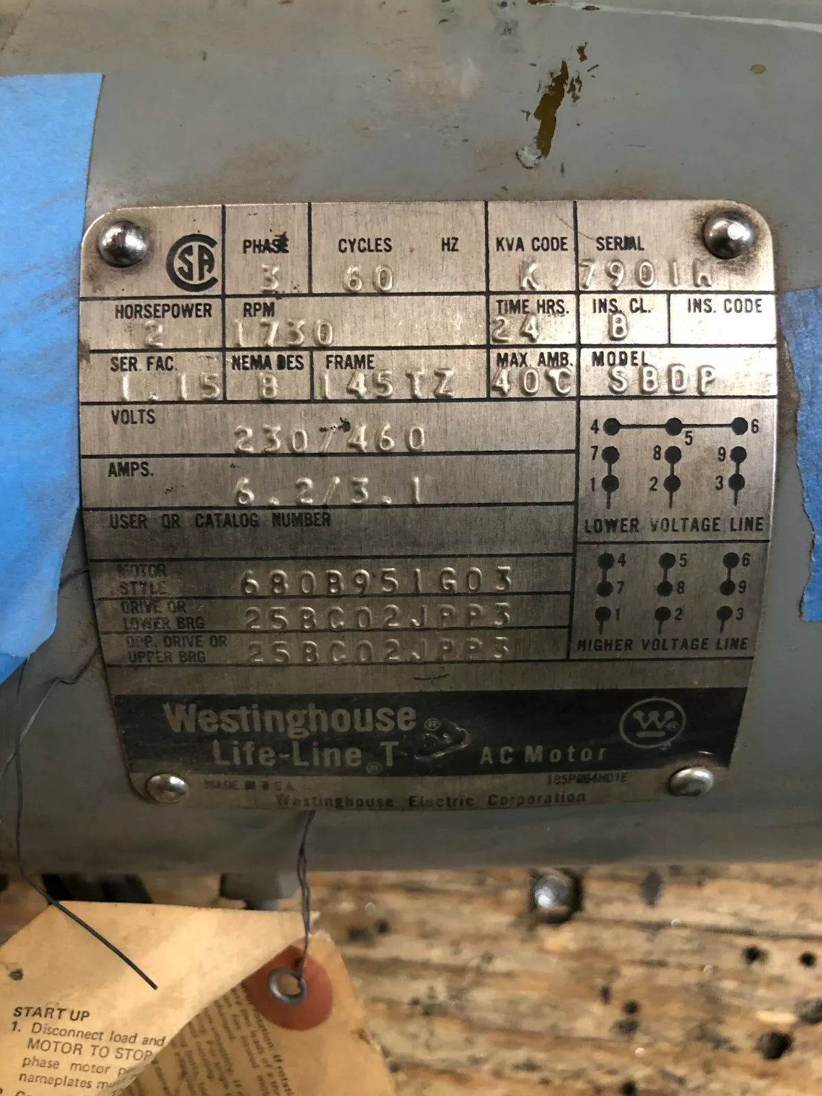 Westinghouse 680B951G03 DUAL SHAFT Motor