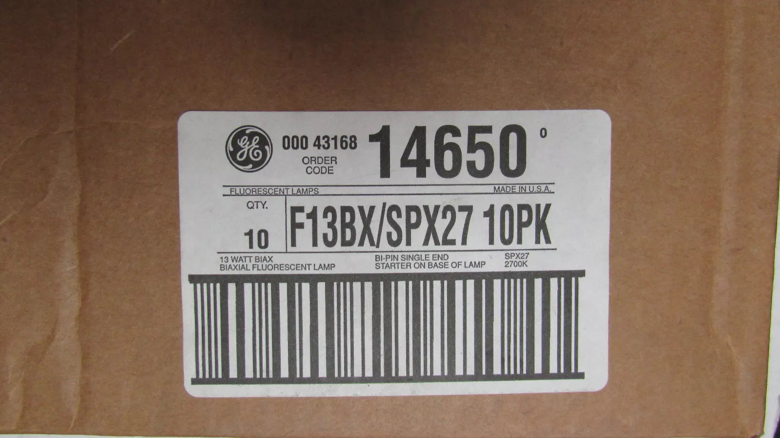 General Electric 14650 ( PART # F13BX / SPX27 ) Fluorescent Lamps LOT of 10 PCS