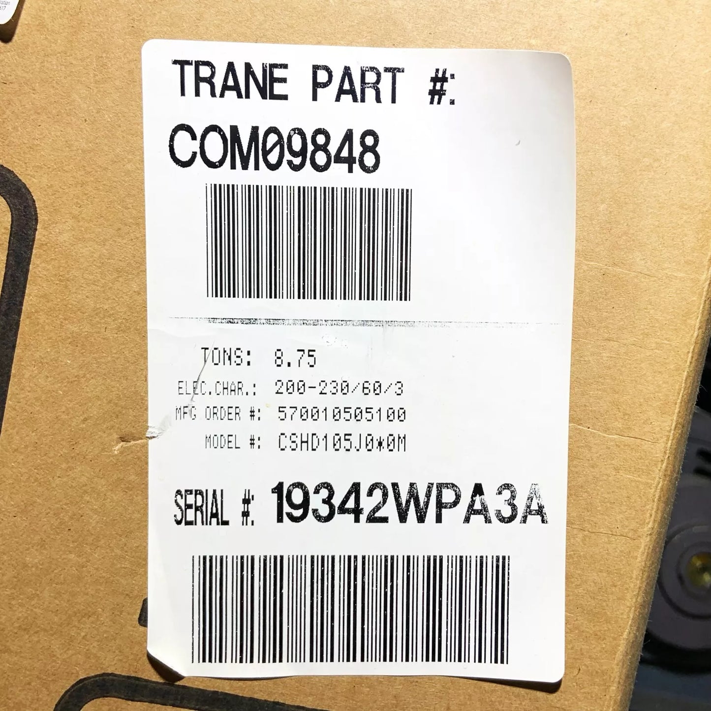 Trane COM09848 / CSHD105J0*0M Scroll Compressor, 8.75-Tons, 200-230V