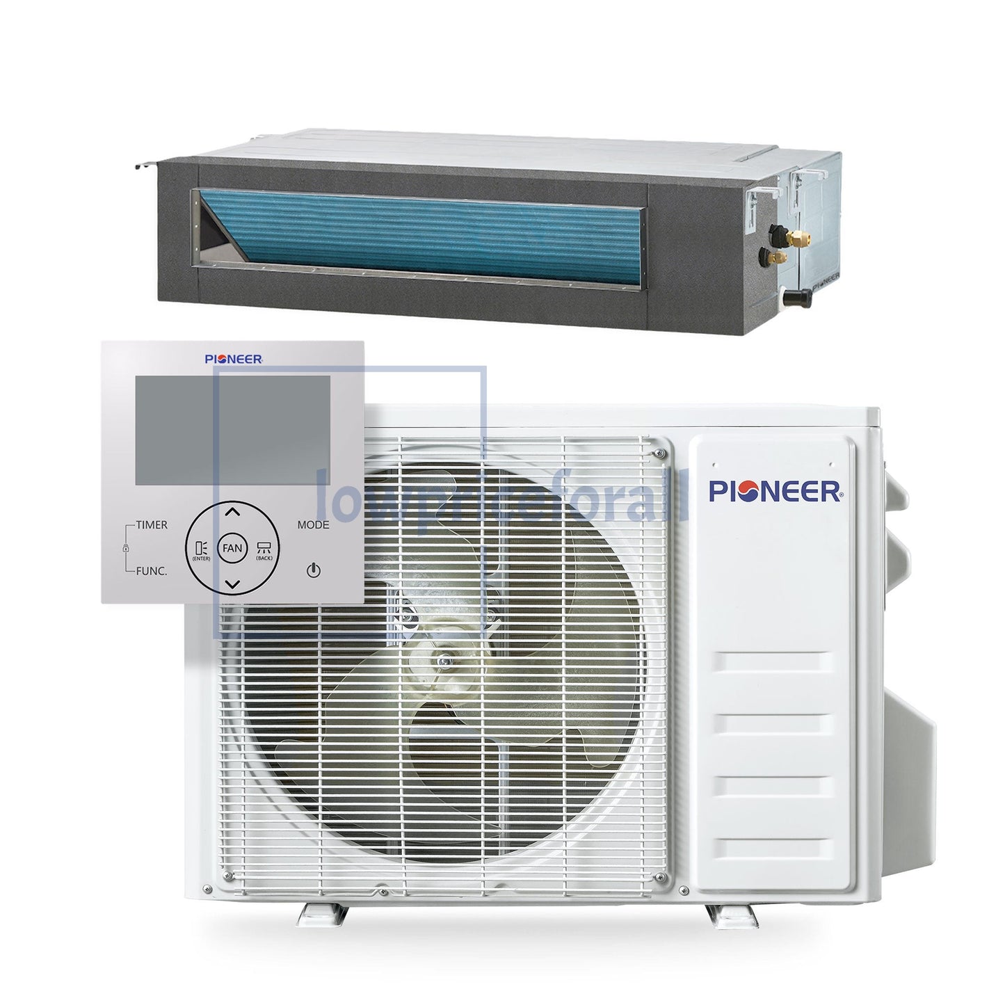 Pioneer® Quantum Ultra™ 11,000 BTU 19 SEER2 230V Ceiling Concealed Ducted Mini-Split Air Conditioner Inverter Heat Pump Full Set