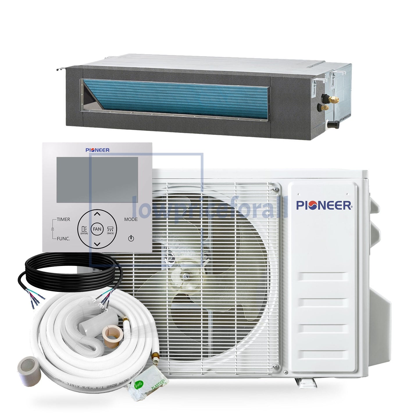 Pioneer® Quantum Ultra™ 11,000 BTU 19 SEER2 230V Ceiling Concealed Ducted Mini-Split Air Conditioner Inverter Heat Pump Full Set