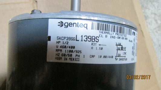 GENTEQ HVAC CONDENSER FAN MOTOR - GENTEQ 5KCP39SGL139BS (X70670710017)