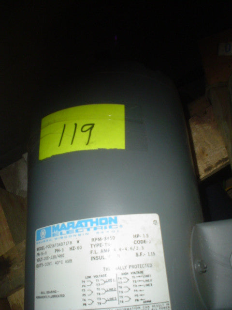 Marathon Electric PQE56T3413717A-W 1.5HP, 208-230/460V, 1PH, 3450 RPM, Motor