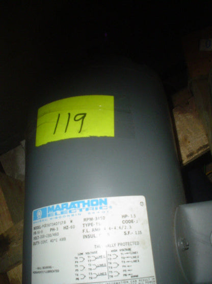 Marathon Electric PQE56T3413717A-W 1.5HP, 208-230/460V, 1PH, 3450 RPM, Motor
