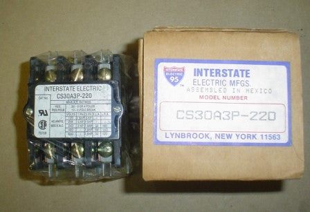 Interstate Electric CS30A3P-220 Contactor 208/240 V Coil - 3 - 50/60