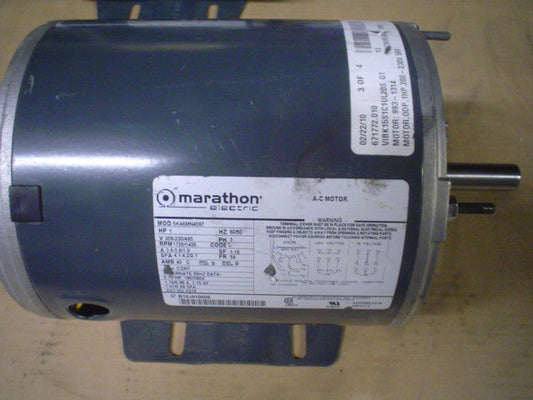 MARATHON Motor Model:5K46MN4087,208-230V, 3Phase,1HP,3.6-3.8/1.9Amp