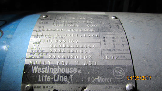 WESTINGHOUSE MOTOR MODEL 680B640G45X TAKEOUT