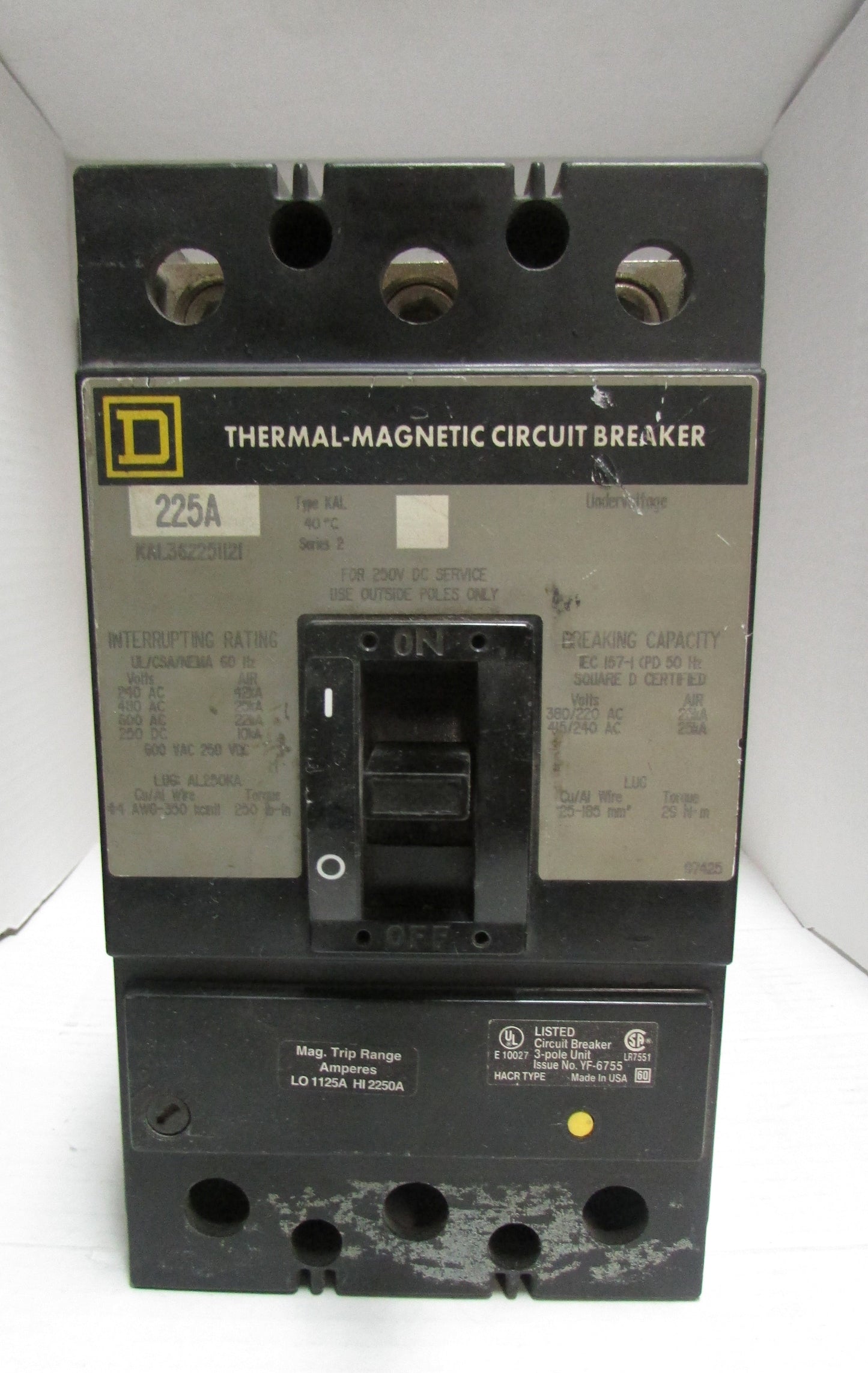 SQUARE D KAL362251121 CIRCUIT BREAKER