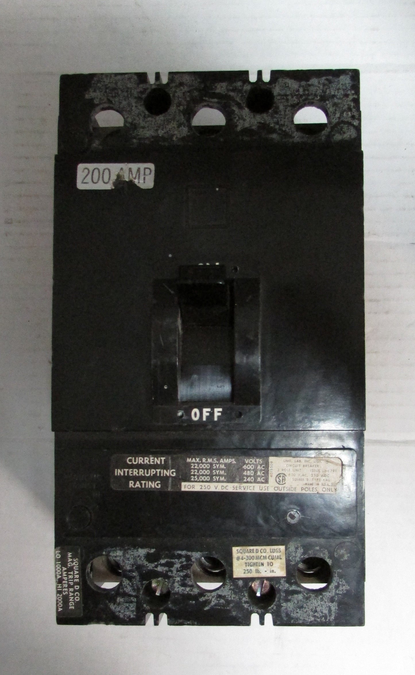 Square D LJ6791 Circuit Breaker 200AMP