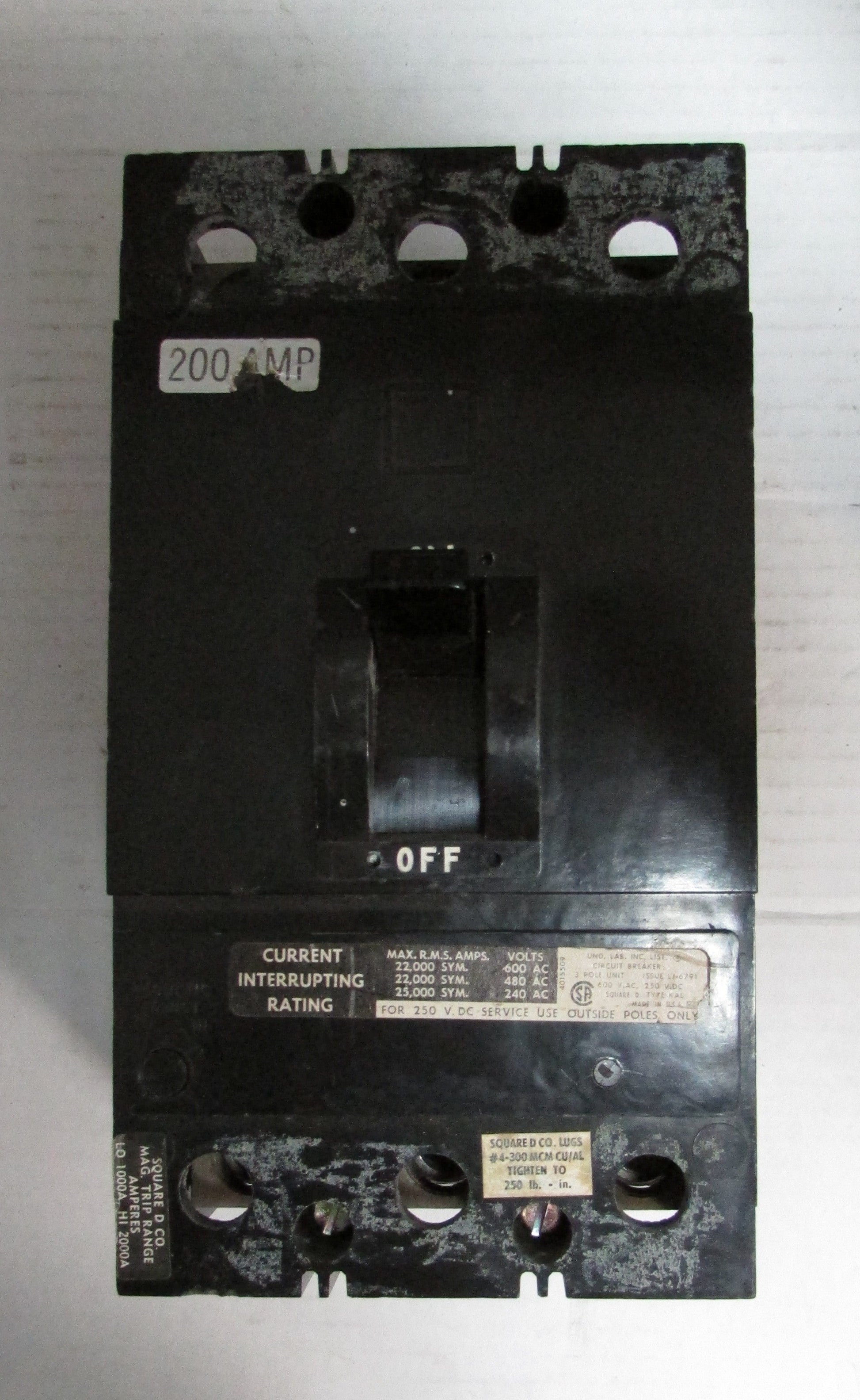 Square D LJ6791 Circuit Breaker 200AMP
