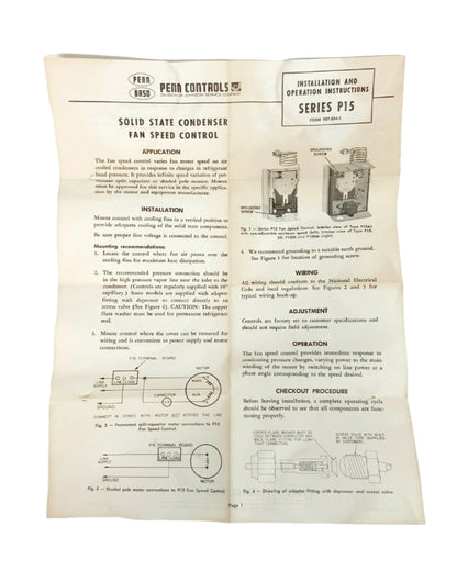 Johnson Controls P15AJ-23 Fan Speed Control
